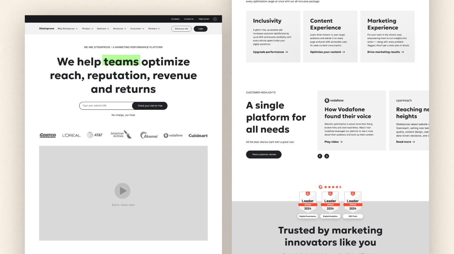 Wireframes and prototype for the new website structure