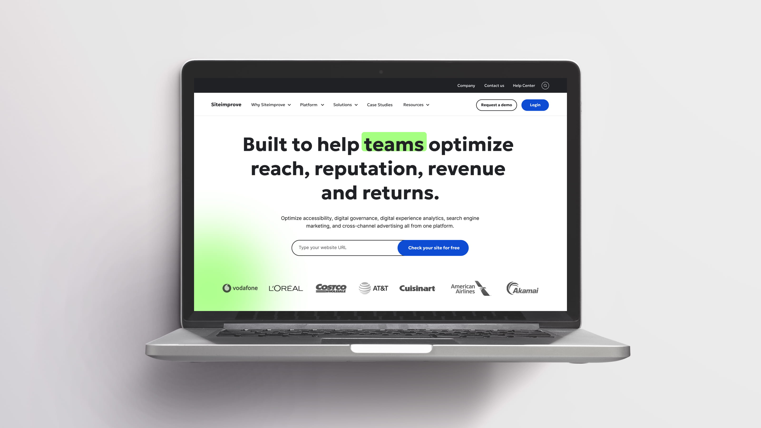 High-fidelity mockup of the new Siteimprove website design