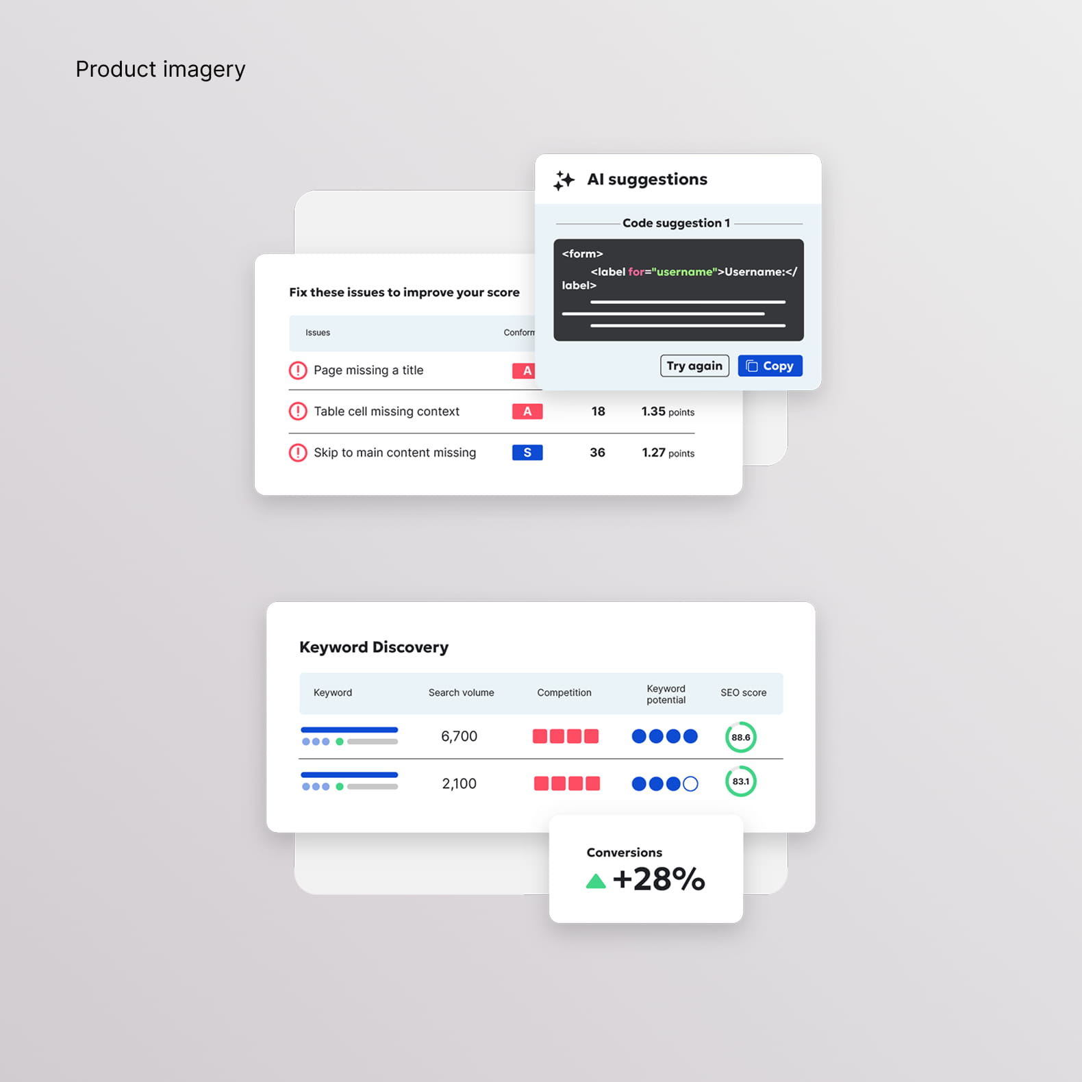Additional product interface mockups