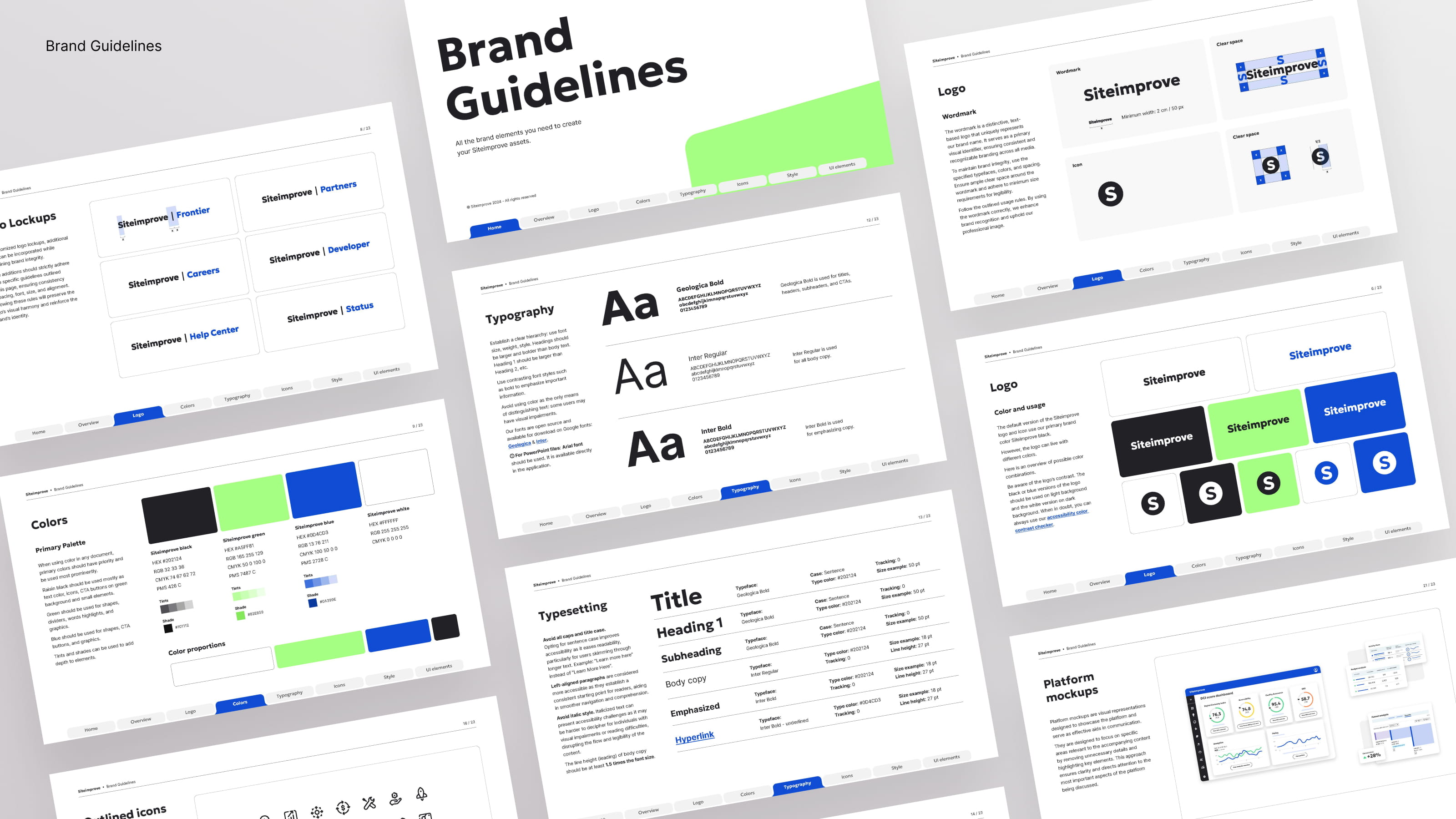 Brand guidelines document for Siteimprove visual identity