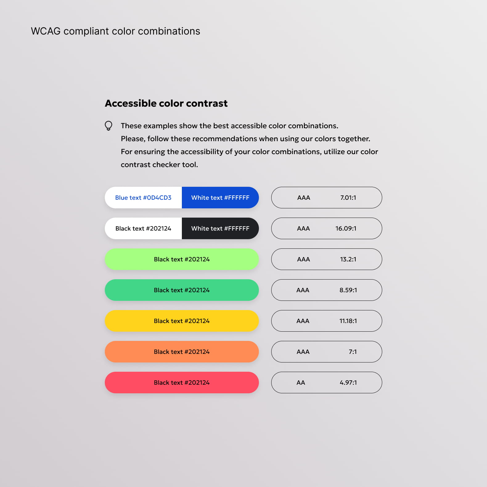 Accessibility-compliant color combinations