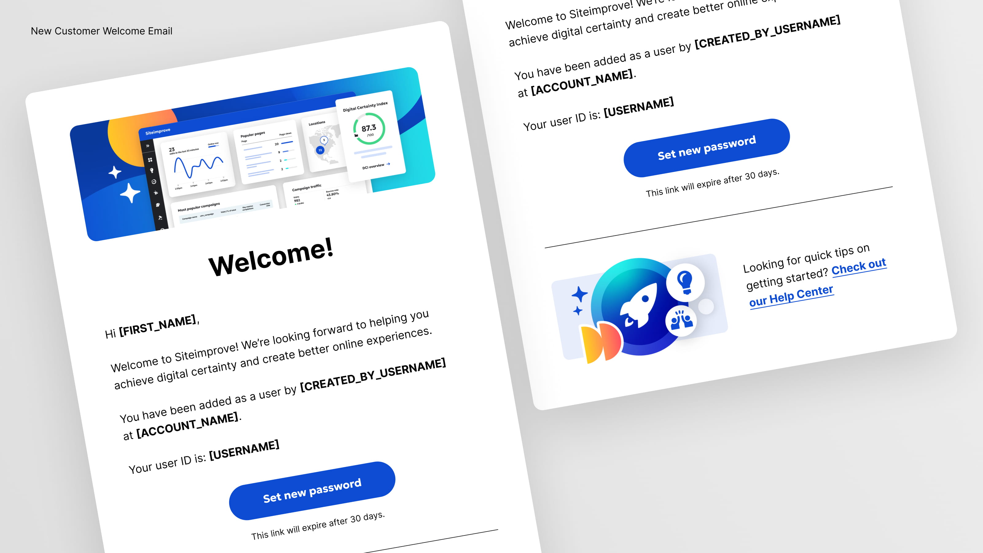 Email marketing template designed for Siteimprove new customers