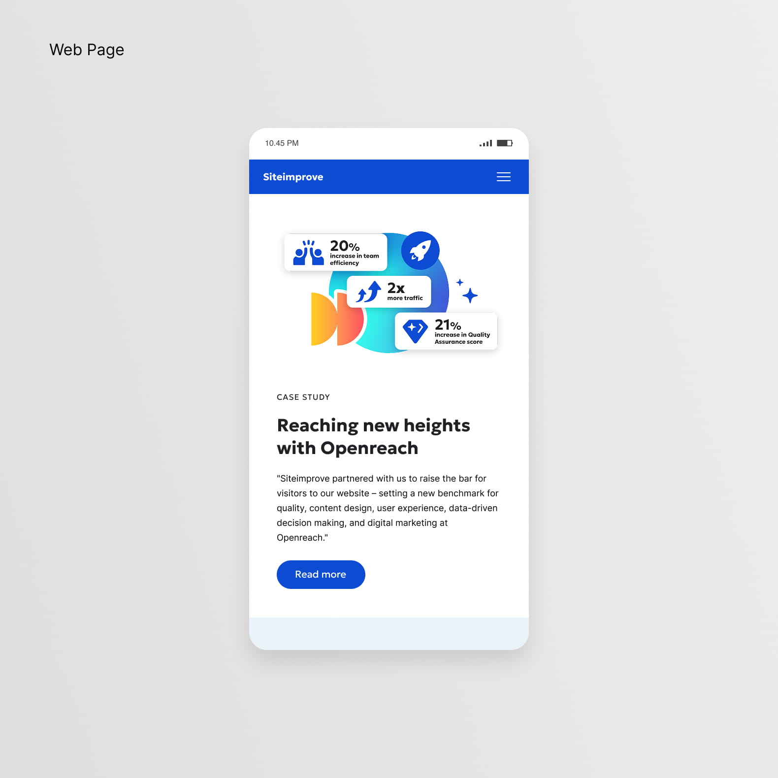 Web page design for Siteimprove website