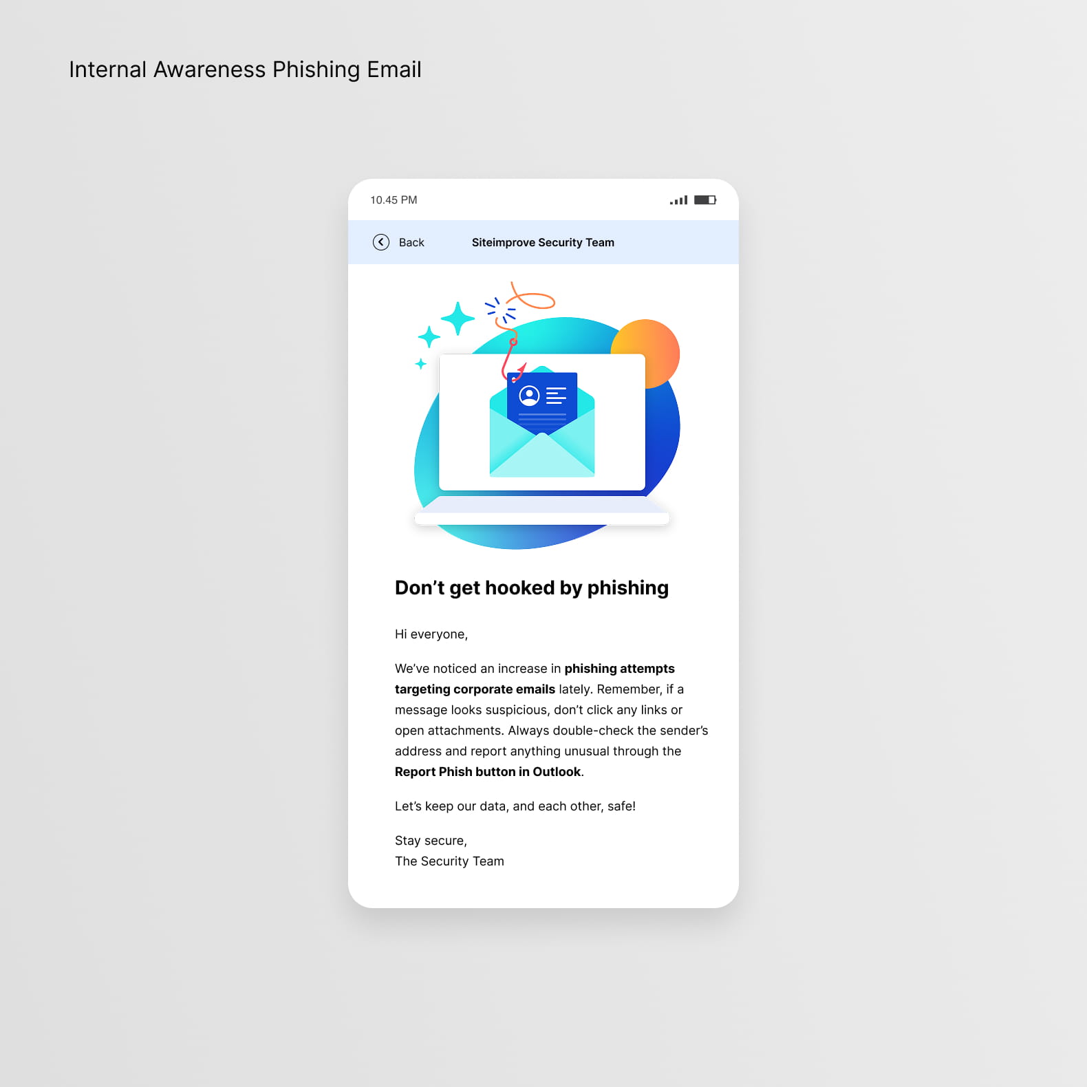 Internal Phishing awareness email design