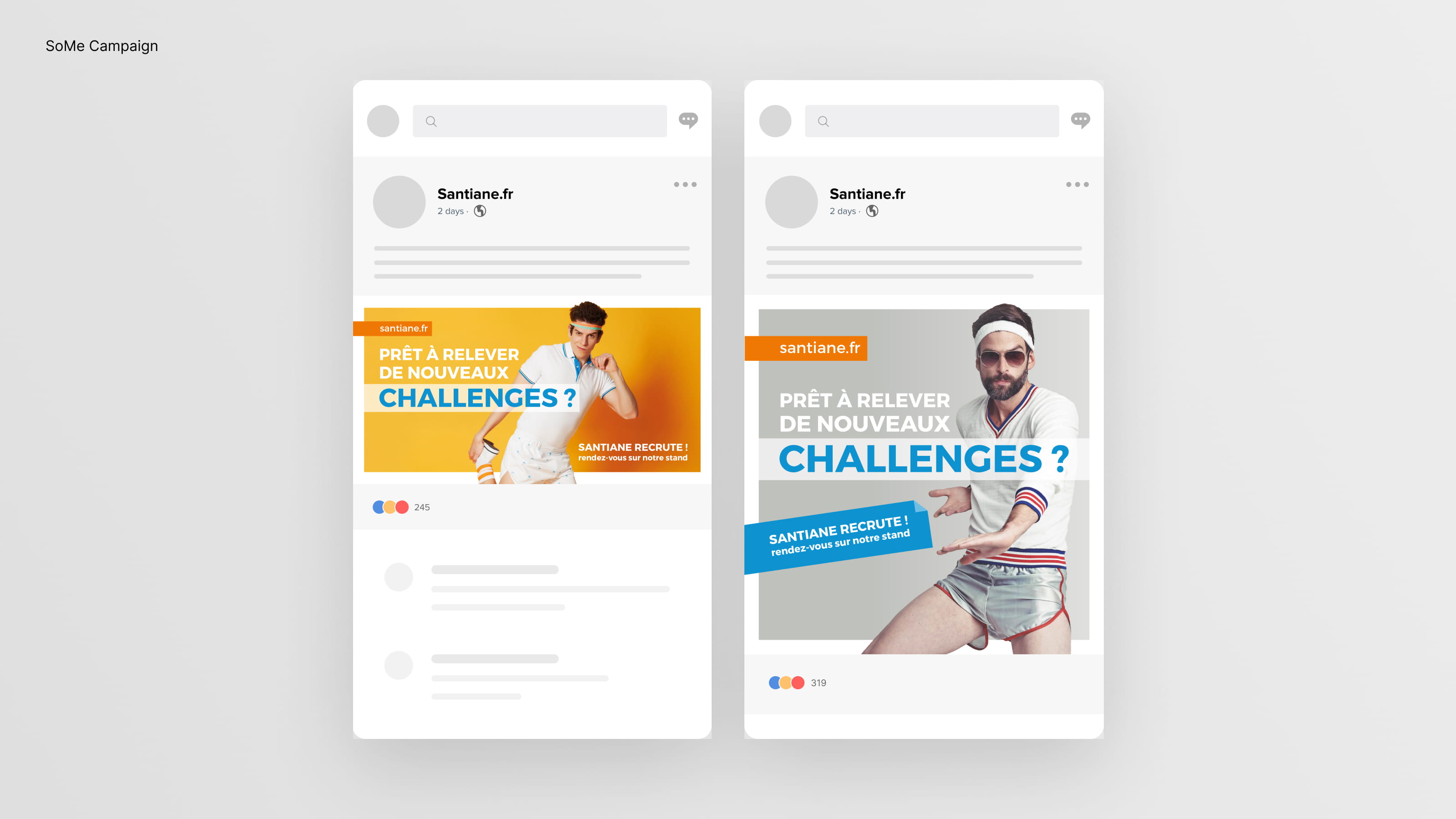 Social media recruiting campaign visuals for Groupe Santiane