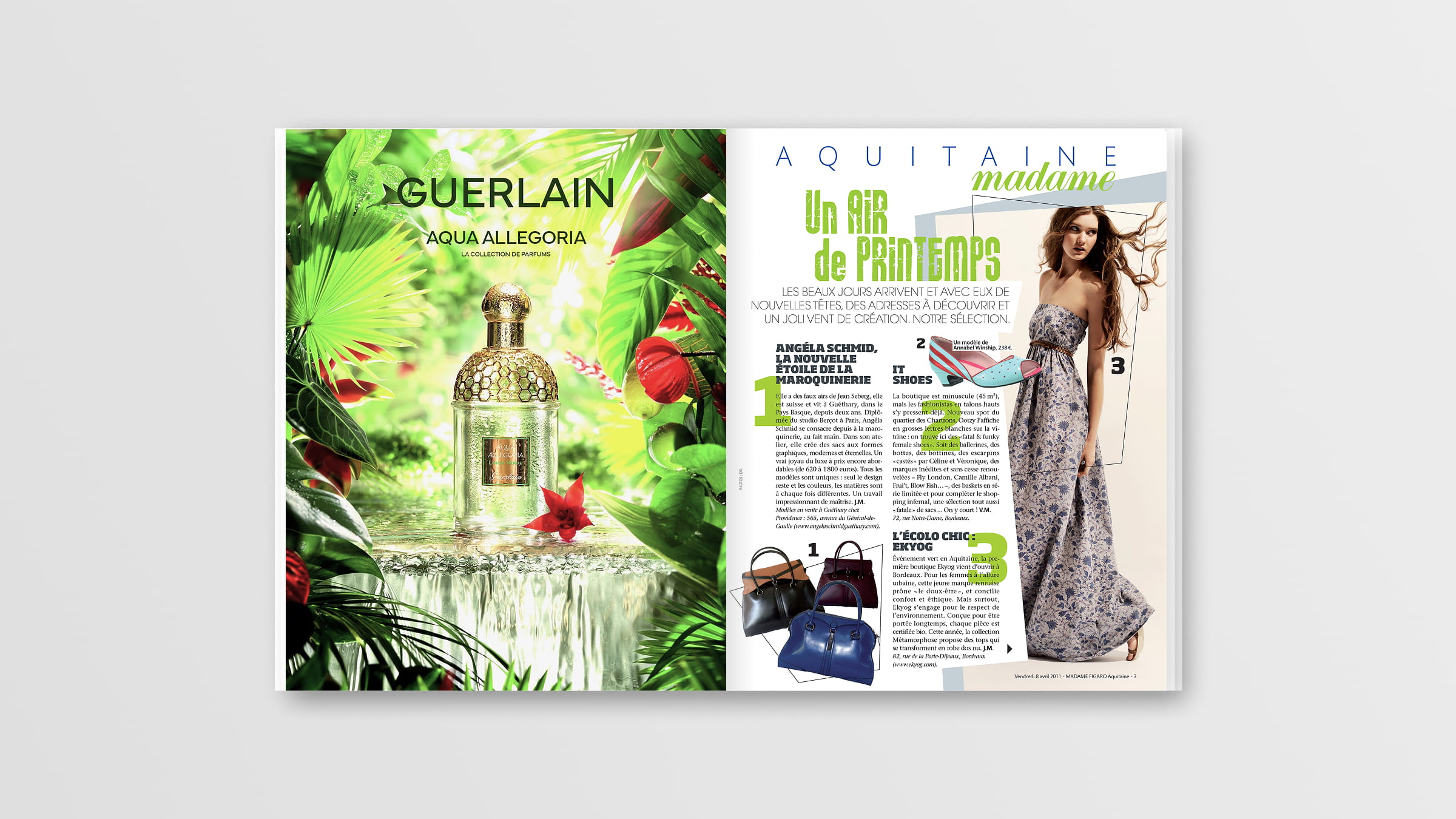 Magazine layout design for Madame Figaro. Theme: Spring Fashion Trends